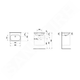 Laufen Lua - Lavabo de meuble 46x60 cm, avec trop-plein, sans trou pour robinet, blanc H8100830001091