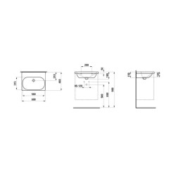 Laufen Lua - Lavabo de meuble 46x60 cm, sans trop-plein, sans trou de robinet, blanc H8100830001421