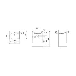 Laufen Lua - Lavabo de meuble 46x60 cm, sans trop-plein, trou pour robinetterie, blanc H8100830001561