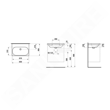 Laufen Lua - Lavabo de meuble 46x65 cm, avec trop-plein, sans trou pour robinet, LCC, blanc H8100844001091