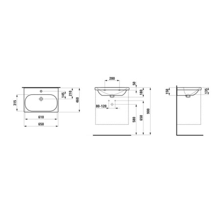 Laufen Lua - Lavabo de meuble 46x65 cm, sans trop-plein, trou pour robinet, LCC, blanc H8100844001561