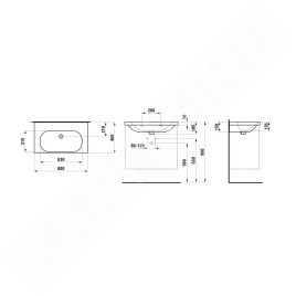 Laufen Lua - Lavabo de meuble 46x80 cm, avec trop-plein, sans trou pour robinet, LCC, blanc H8100874001091