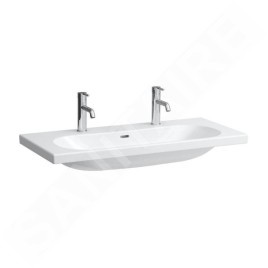 Laufen Lua - Double lavabo de meuble 46x100 cm, avec trop-plein, 2 trous pour robinetterie, LCC, blanc H8100894001071