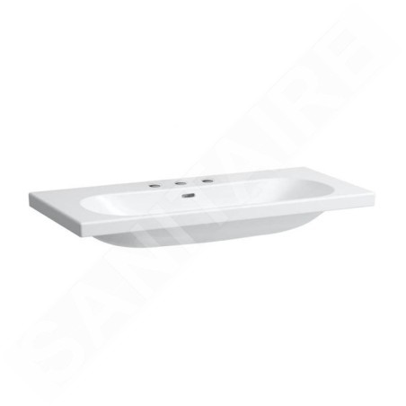 Laufen Lua - Lavabo de meuble 46x100 cm, avec trop-plein, 3 trous pour robinetterie, blanc H8100890001081