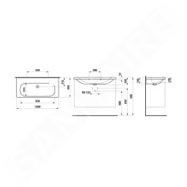 Laufen Lua - Lavabo de meuble 46x100 cm, sans trop-plein, sans trou de robinet, blanc H8100890001421