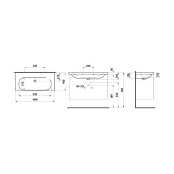 Laufen Lua - Lavabo de meuble 46x100 cm, sans trop-plein, sans trou pour robinet, LCC, blanc H8100894001421