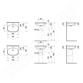 Laufen Lua - Lavabo 46x55 cm, avec trop-plein, trou pour robinetterie, blanc H8110810001041
