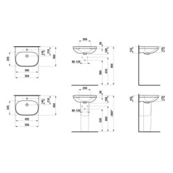 Laufen Lua - Lavabo 46x55 cm, avec trop-plein, trou pour robinet, LCC, blanc H8110814001041