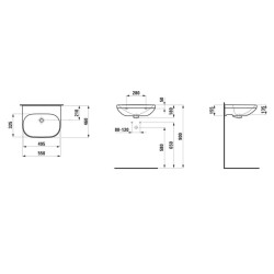 Laufen Lua - Lavabo 46x55 cm, sans trop-plein, sans trou pour robinet, blanc H8110810001421