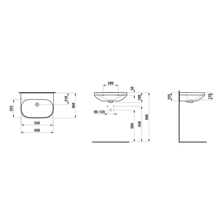 Laufen Lua - Lavabo 46x60 cm, sans trop-plein, sans trou pour robinet, LCC, blanc H8110834001421
