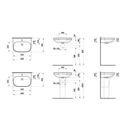 Laufen Lua - Lavabo 46x60 cm, sans trop-plein, trou pour robinet, LCC, blanc H8110834001561