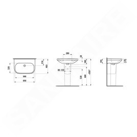 Laufen Lua - Lavabo 46x65 cm, sans trop-plein, sans trou pour robinet, blanc H8110860001421