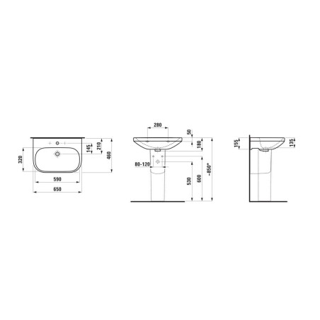Laufen Lua - Lavabo 46x65 cm, sans trop-plein, trou pour robinet, blanc H8110860001561