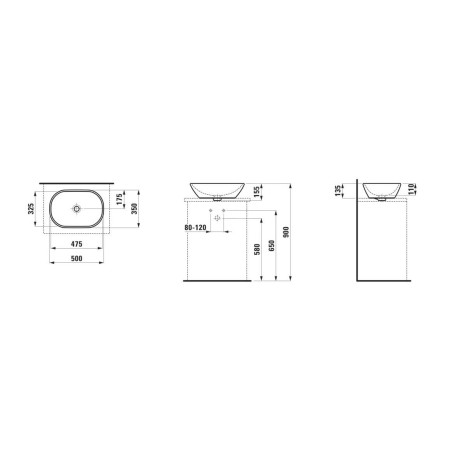 Laufen Lua - Vasque, 50x35 cm, sans trop-plein, blanc H8120830001121