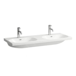Laufen Lua - Double lavabo de meuble 46x120 cm, avec trop-plein, 2 trous pour robinetterie, LCC, blanc H8140814001041