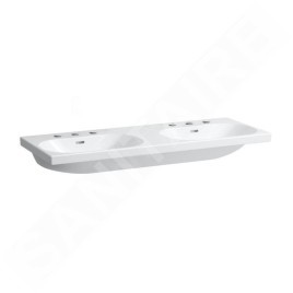 Laufen Lua - Double lavabo de meuble 46x120 cm, avec trop-plein, trous pour robinetterie, blanc H8140810001081