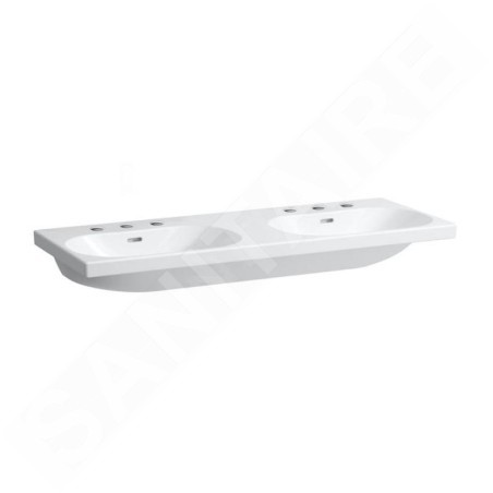 Laufen Lua - Double lavabo de meuble 46x120 cm, avec trop-plein, trous pour robinetterie, blanc H8140810001081