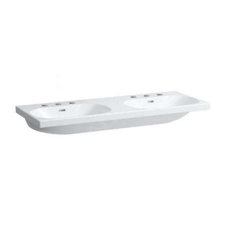 Laufen Lua - Double lavabo de meuble 46x120 cm, avec trop-plein, trous pour robinetterie, LCC, blanc H8140814001081