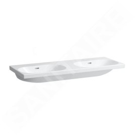 Laufen Lua - Double lavabo de meuble 46x120 cm, avec trop-plein, sans trou pour robinetterie, blanc H8140810001091