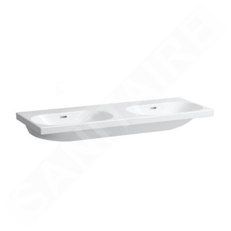 Laufen Lua - Double lavabo de meuble 46x120 cm, avec trop-plein, sans trou pour robinetterie, blanc H8140810001091