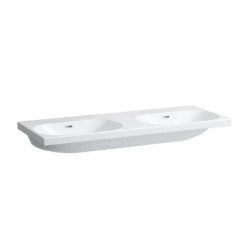 Laufen Lua - Double lavabo de meuble 46x120 cm, avec trop-plein, sans trou pour robinetterie, LCC, blanc H8140814001091