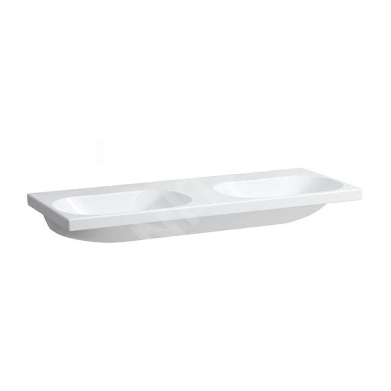 Laufen Lua - Double lavabo de meuble 46x120 cm, sans trop-plein, sans trou pour robinetterie, blanc H8140810001421