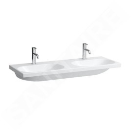Laufen Lua - Double lavabo de meuble 46x120 cm, sans trop-plein, 2 trous pour robinetterie, blanc H8140810001561