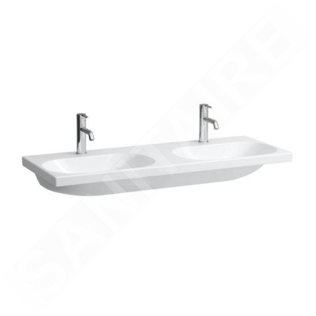 Laufen Lua - Double lavabo de meuble 46x120 cm, sans trop-plein, 2 trous pour robinetterie, blanc H8140810001561