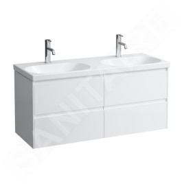 Laufen Lua - Double lavabo de meuble 46x120 cm, sans trop-plein, 2 trous pour robinetterie, blanc H8140810001561