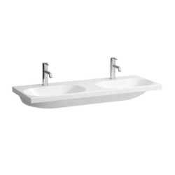 Laufen Lua - Double lavabo de meuble 46x120 cm, sans trop-plein, 2 trous pour robinetterie, LCC, blanc H8140814001561