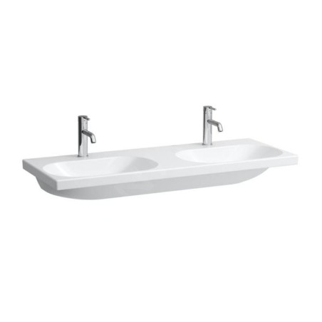 Laufen Lua - Double lavabo de meuble 46x120 cm, sans trop-plein, 2 trous pour robinetterie, LCC, blanc H8140814001561