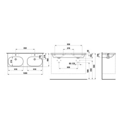 Laufen Lua - Double lavabo de meuble 46x120 cm, sans trop-plein, 2 trous pour robinetterie, LCC, blanc H8140814001561