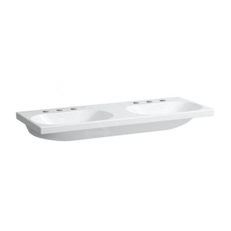 Laufen Lua - Double lavabo de meuble 46x120 cm, sans trop-plein, trous pour robinetterie, blanc H8140810001581