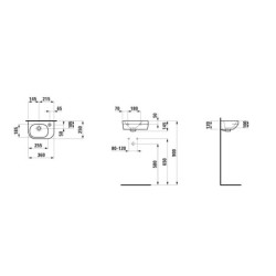 Laufen Lua - Lave-mains 36x25 cm, avec trop-plein, trou pour robinetterie à droite, blanc H8150800001061