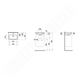 Laufen Lua - Lave-mains de meuble 45x35 cm, avec trop-plein, trou pour robinet, LCC, blanc H8150814001041