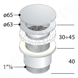 Sapho Accessoire Omp Tea - Bonde non refermable 1 1/4 ", rond, pour lavabo sans trop-plein, chrome 147.555.5