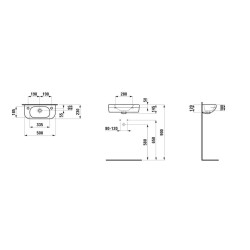 Laufen Lua - Lave-mains 50x23 cm, avec trop-plein, trou de robinetterie à gauche, LCC, blanc H8150824001051