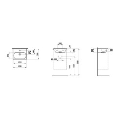 Laufen Lua - Lave-mains de meuble 45x35 cm, avec trop-plein, trou pour robinet, LCC, blanc H8160804001041