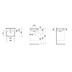 Laufen Lua - Lavabo de meuble 50x46 cm, avec trop-plein, trou pour robinet, LCC, blanc H8160814001041