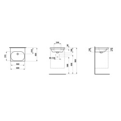 Laufen Lua - Lavabo de meuble 50x46 cm, sans trop-plein, sans trou de robinet, blanc H8160810001421