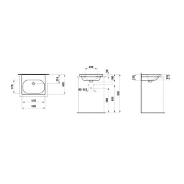 Laufen Lua - Lavabo de meuble 55x46 cm, sans trop-plein, sans trou de robinet, blanc H8160820001421