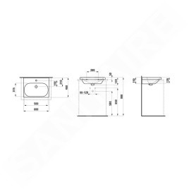 Laufen Lua - Lavabo de meuble 60x46 cm, avec trop-plein, trou pour robinet, LCC, blanc H8160834001041