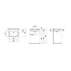Laufen Lua - Lavabo de meuble 60x46 cm, avec trop-plein, sans trou pour robinet, LCC, blanc H8160834001091
