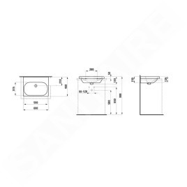 Laufen Lua - Lavabo de meuble 60x46 cm, sans trop-plein, sans trou de robinet, blanc H8160830001421
