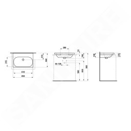 Laufen Lua - Lavabo de meuble 65x46 cm, avec trop-plein, sans trou pour robinet, LCC, blanc H8160844001091