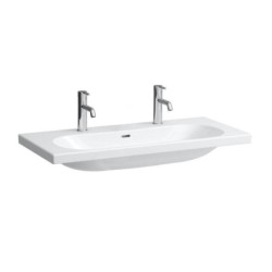 Laufen Lua - Double lavabo de meuble 100x46 cm, avec trop-plein, 2 trous pour robinetterie, blanc H8160890001071