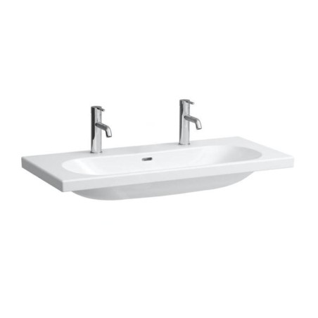 Laufen Lua - Double lavabo de meuble 100x46 cm, avec trop-plein, 2 trous pour robinetterie, blanc H8160890001071