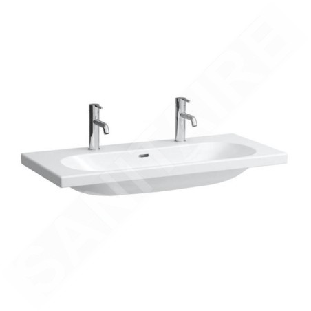 Laufen Lua - Double lavabo de meuble 100x46 cm, avec trop-plein, 2 trous pour robinetterie, LCC, blanc H8160894001071