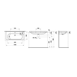 Laufen Lua - Lavabo de meuble 100x46 cm, avec trop-plein, 3 trous pour robinetterie, LCC, blanc H8160894001081