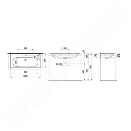 Laufen Lua - Lavabo de meuble 100x46 cm, avec trop-plein, sans trou de robinet, LCC, blanc H8160894001091